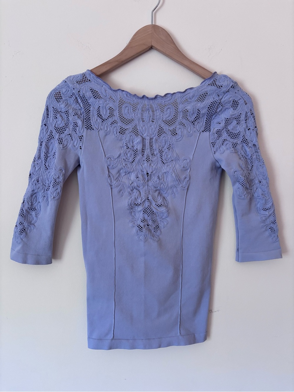 Lace-Trim Lavender Long Sleeve Women’s Top
